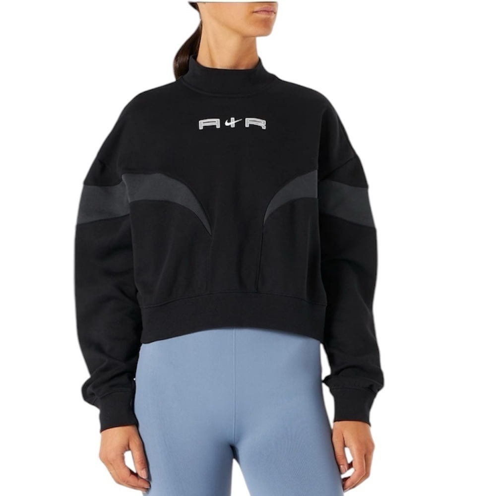 Nike Air | Women’s Black Mock Women Cropped Fleece Crew Size Large